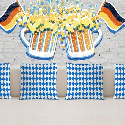 4 Stück Oktoberfest Kissenhüllen mit Rautenmuster – RautenKissenSet Oktoberfest 2026