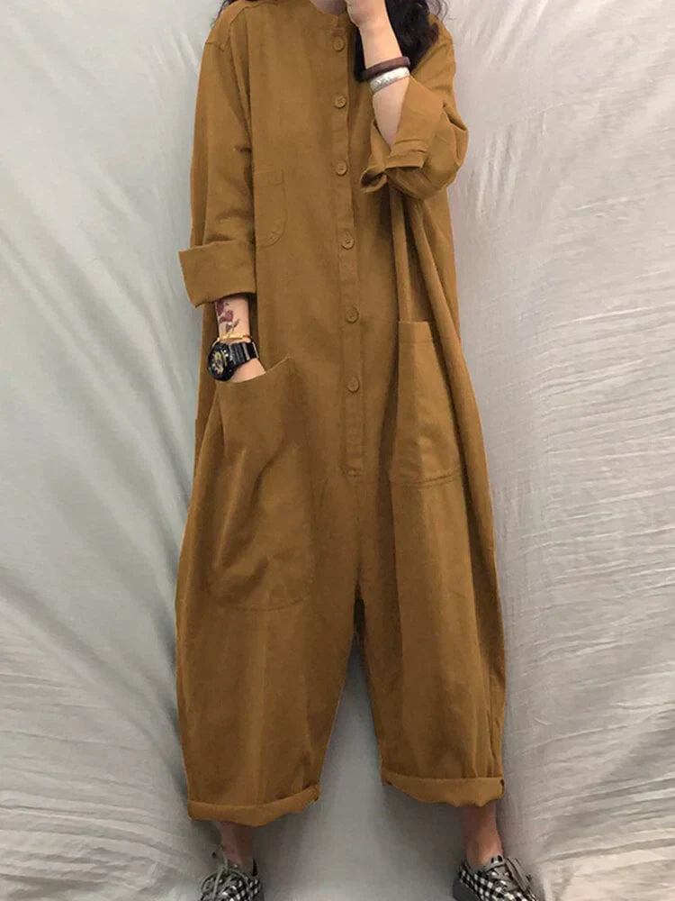 Herbstlicher Jumpsuit mit weitem Schnitt Damen – Livia