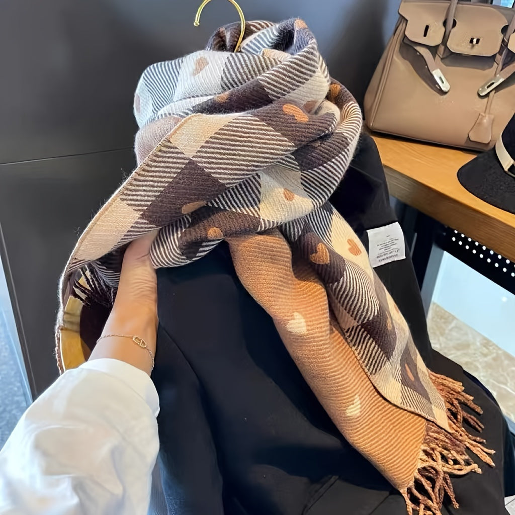 Karierter Damen Schal aus Polyester für Herbst & Winter – Aurelie