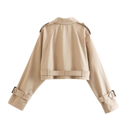 Herbstlicher Trendiger Kurzer Damen-Trenchcoat mit Gürtel – Amelie
