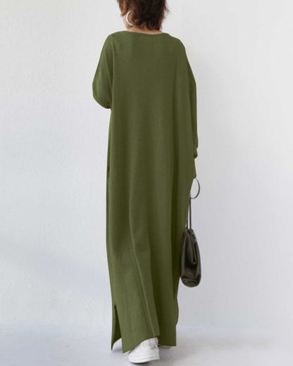 Herbstliches Maxikleid aus Baumwoll-Leinen-Mix – Sorella