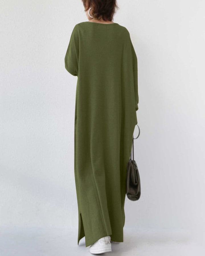 Herbstliches Maxikleid aus Baumwoll-Leinen-Mix – Sorella