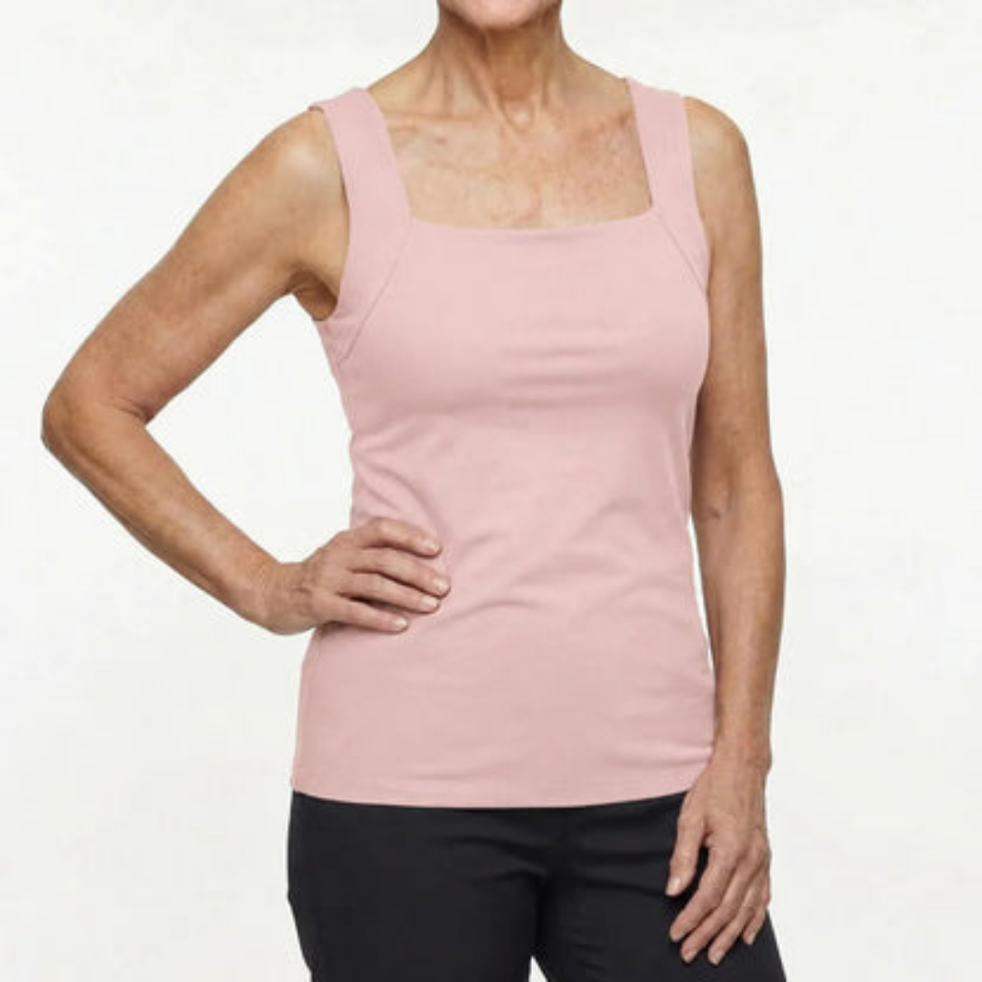 Stütz-Top für Damen in zartem Rosa, von vorn am Model getragen