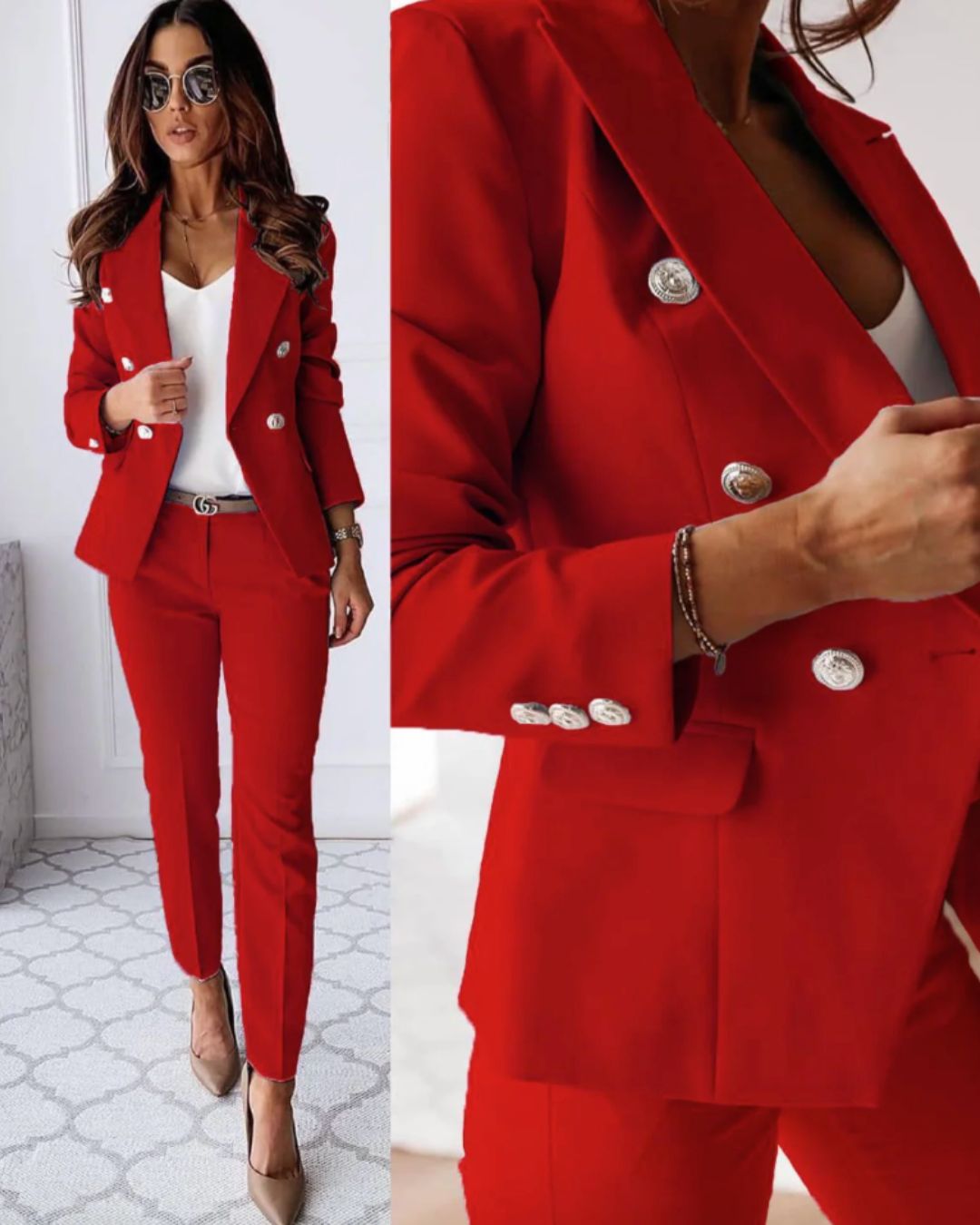 Zweiteiliges Damen Slim-Fit-Set für moderne Business-Looks – Herbstedition Valentina