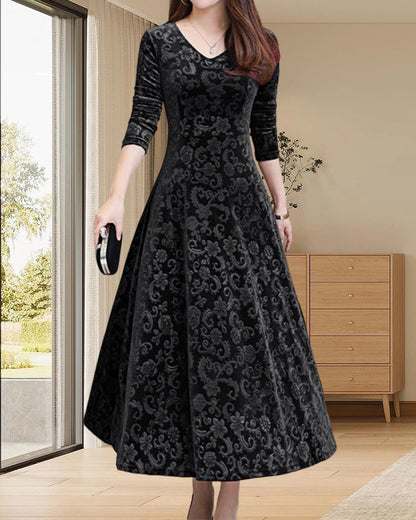 Damen Midikleid mit A-Linie & V-Ausschnitt – Amara