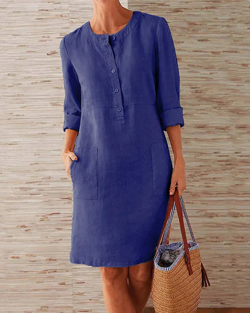 Elegantes Herbstkleid mit Knopfleiste – Allegra