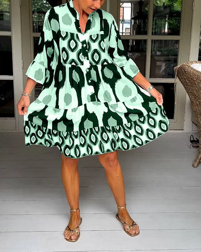 Trendy Kurzarmkleid mit abstraktem Print & lockerem Schnitt – Liora