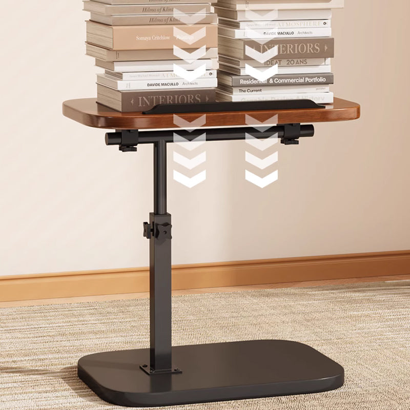 Höhenverstellbarer rollender Laptopschreibtisch mit schwarzem Gestell und belasteter Tischplatte