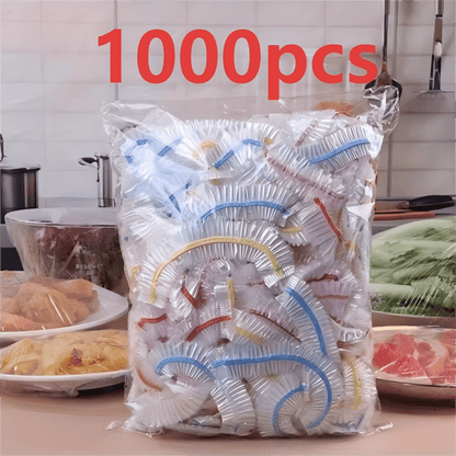 1000 elastische Einweg-Lebensmittelabdeckungen im Beutel, another view in der Küche