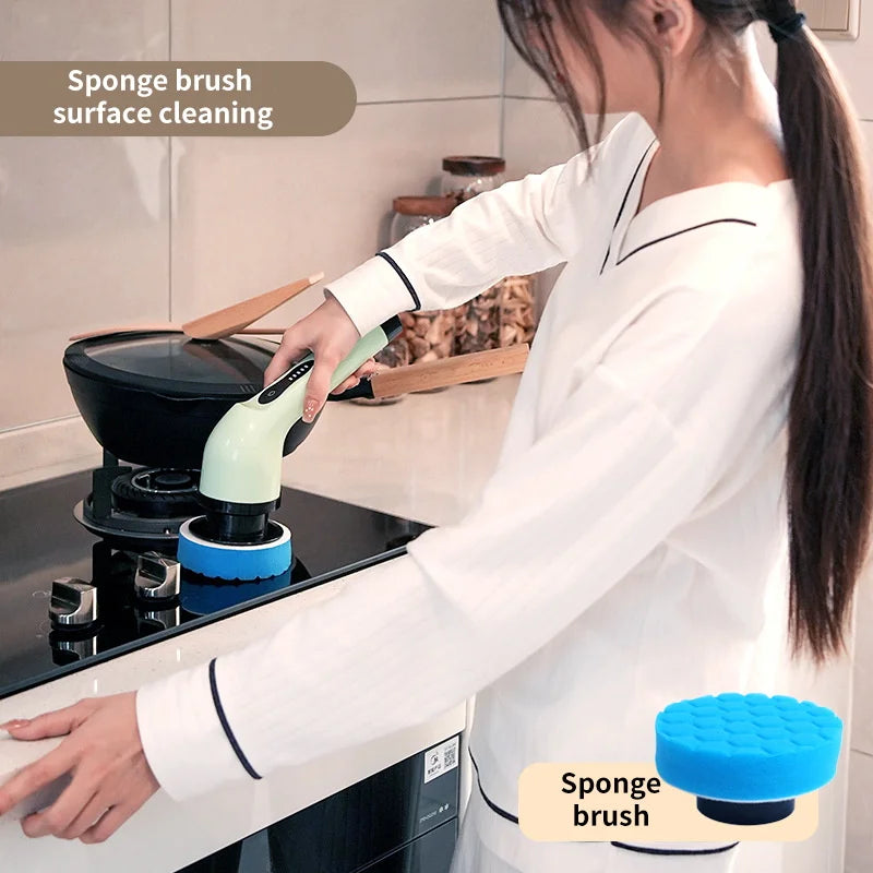 9-in-1 Electric Spin Cleaning Brush with LED Display – 1+1 FREE-White 3 heads-State of Style