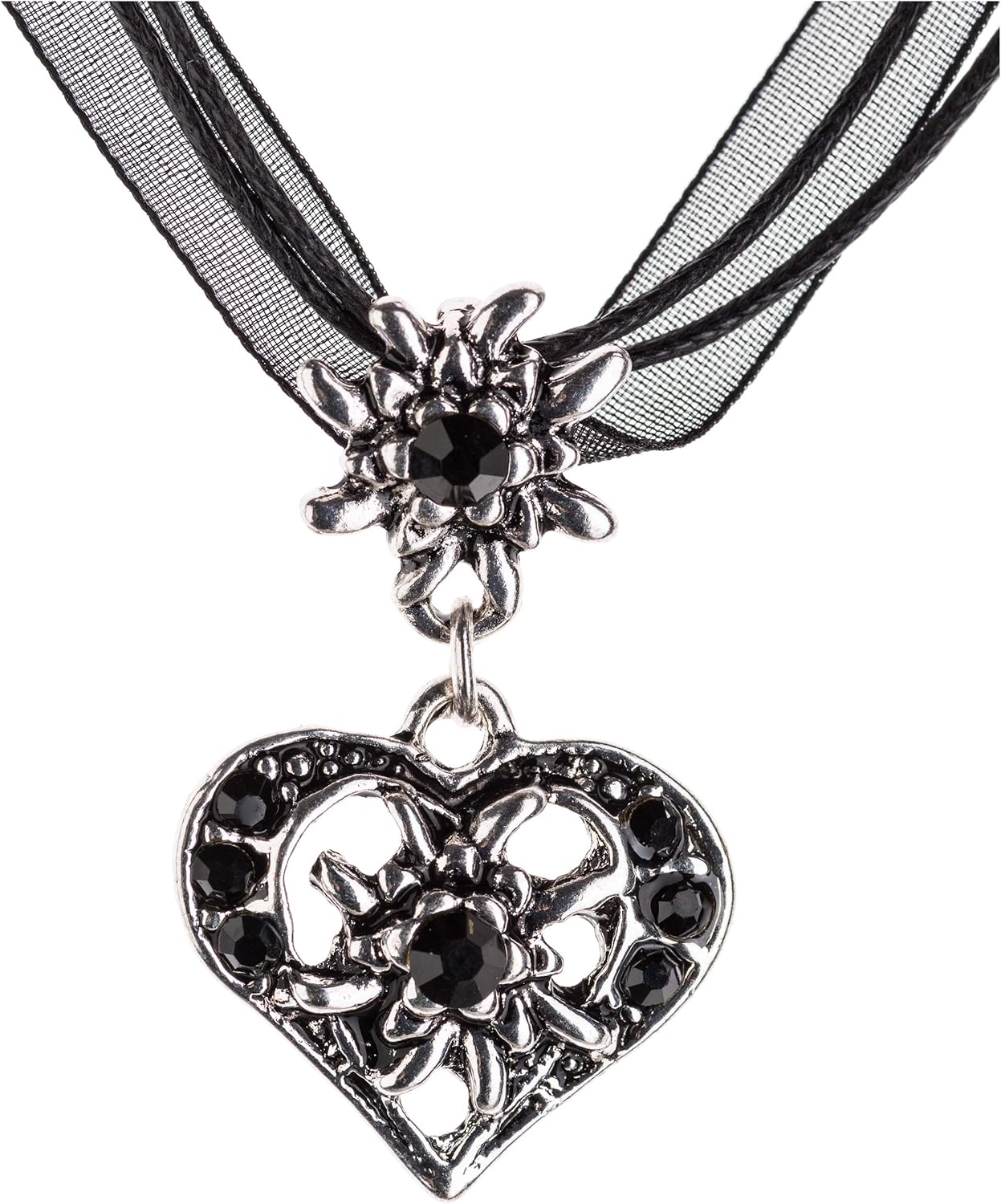 Edelweiß Herzcollier mit Strass – WiesnNacht Oktoberfest 2026