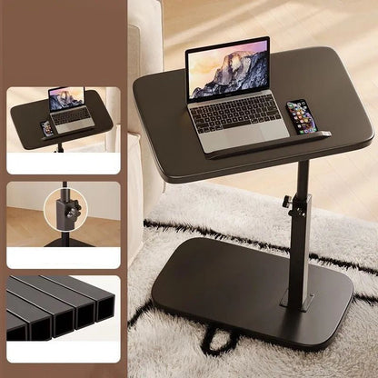 Höhenverstellbarer rollender Laptopschreibtisch in komplett schwarzer Variante, Detailansicht