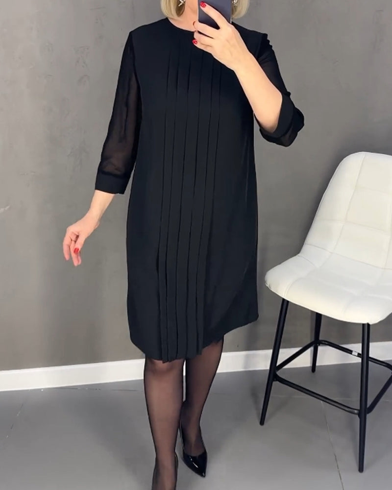 Elegantes Herbst-Shiftkleid mit Mesh-Details – Gabrielle