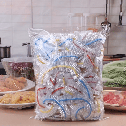 1000 elastische Einweg-Lebensmittelabdeckungen in einem Beutel, multicolor und weiß