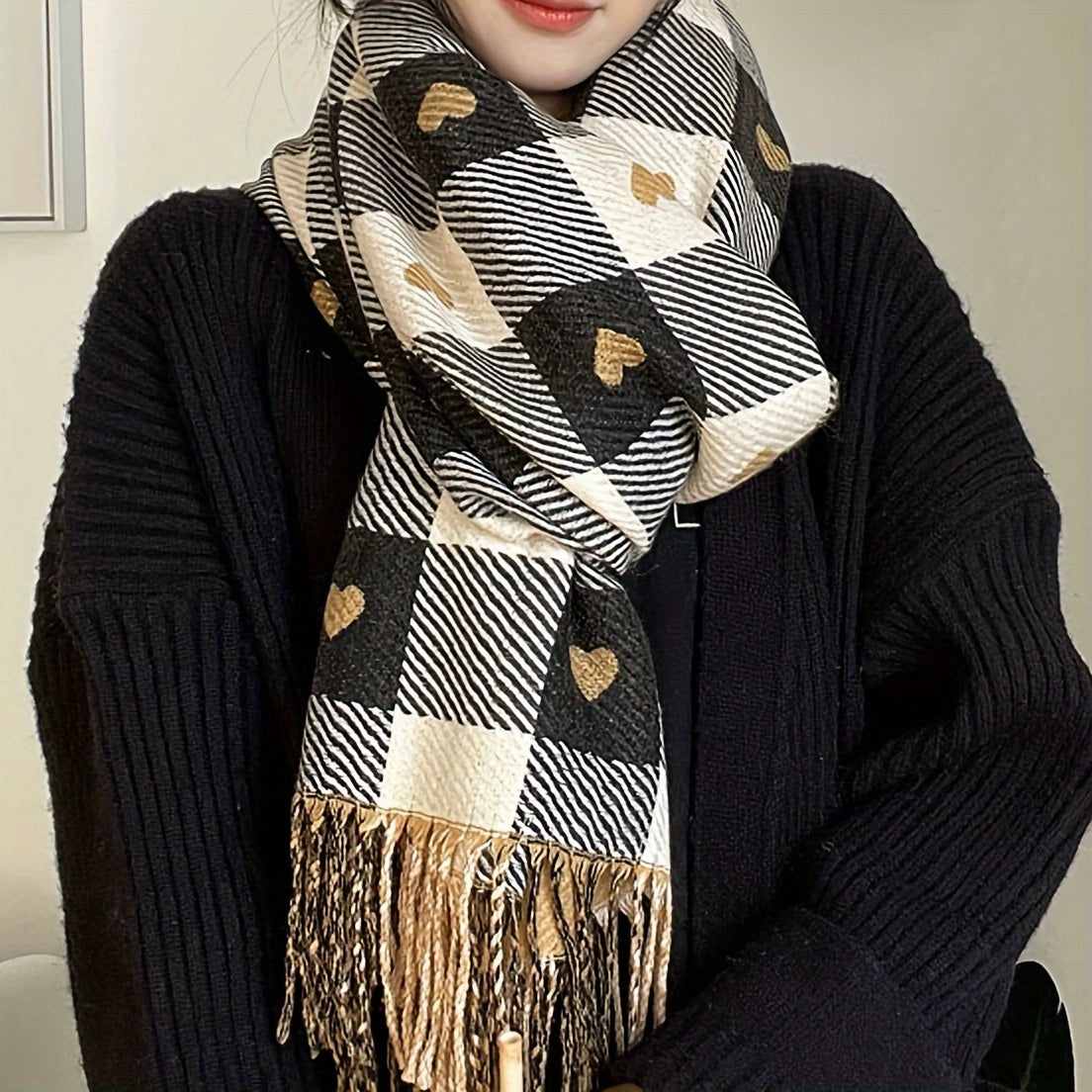 Karierter Damen Schal aus Polyester für Herbst & Winter – Aurelie