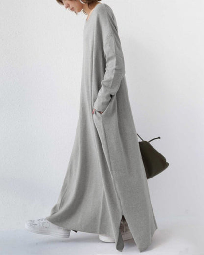 Herbstliches Maxikleid aus Baumwoll-Leinen-Mix – Sorella