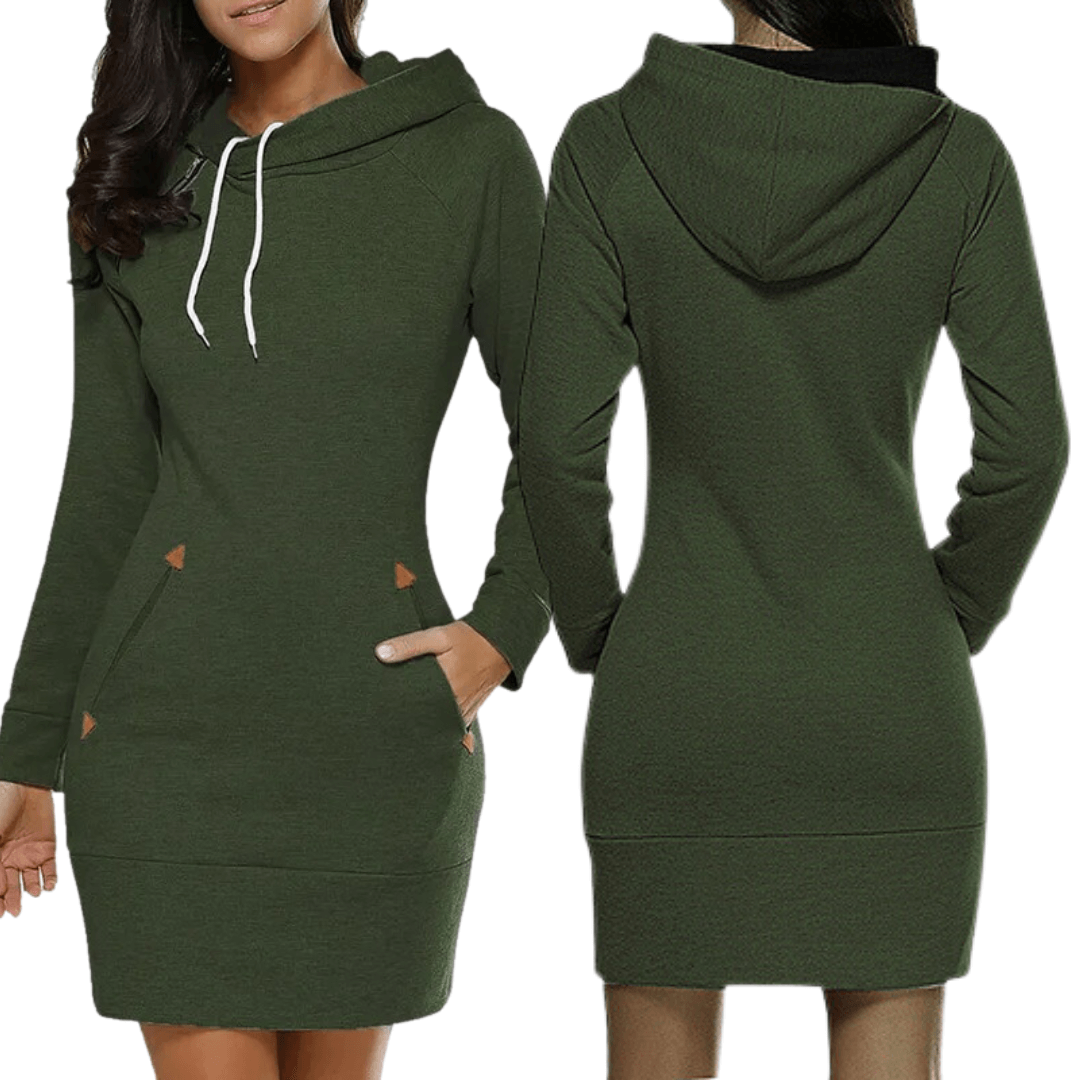 Herbstliches Kapuzen-Sweatkleid mit Taschen – Isabella