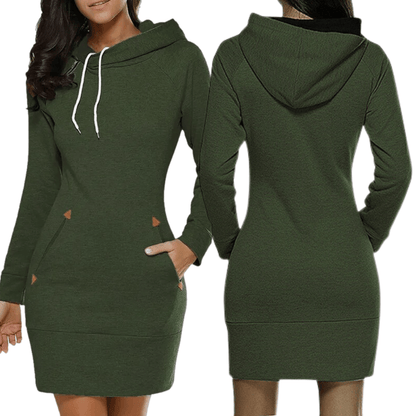 Herbstliches Kapuzen-Sweatkleid mit Taschen – Isabella
