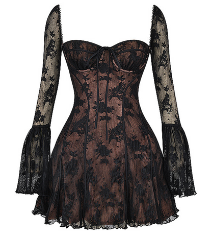 Stilvolles Herbstkleid für Damen mit Spitze und offenem Rücken – Julisa