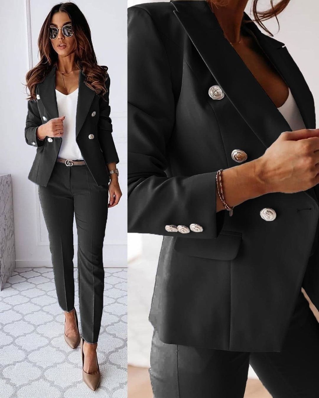 Zweiteiliges Damen Slim-Fit-Set für moderne Business-Looks – Herbstedition Valentina