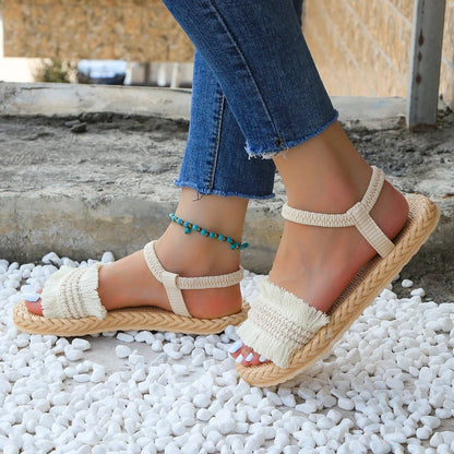 Trendige Quastensandalen mit niedrigem Absatz – Juliet