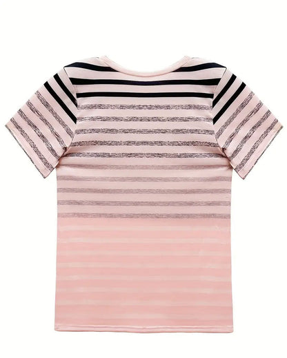 Gestreiftes Damen T-Shirt mit Rundhalsausschnitt & Farbverlauf – Melia