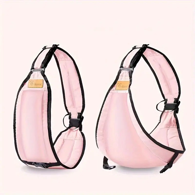 Rosa Babytrage aus Stoff, ergonomisch, verstellbar, für Neugeborene und Kleinkinder.