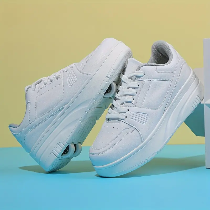 Weiße Sneaker mit Rollen, sportlich, bequem, für Damen und Herren, modisch, Freizeit, Turnschuhe.
