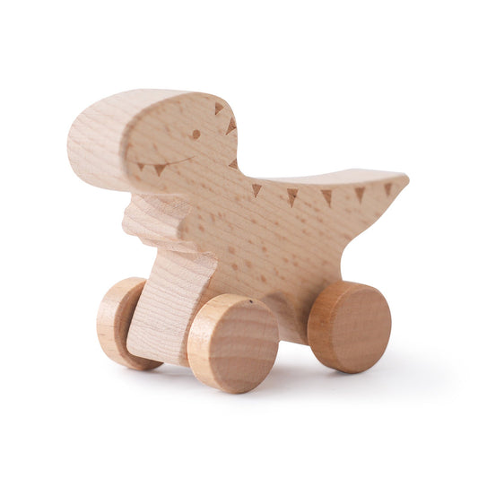 Holz-Dinosaurier mit Rollen für Kinder – 1 kaufen, 1 gratis Aktion