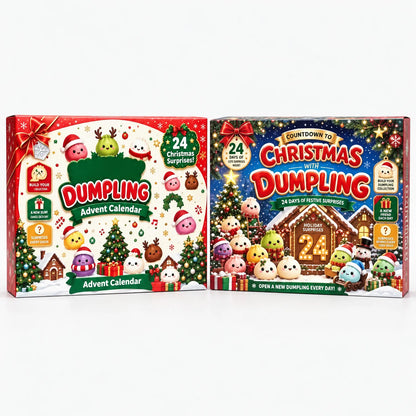 Beide Schachtelvarianten nebeneinander: links die rot-cremefarbene, rechts die dunkelblaue mit winterlicher 5