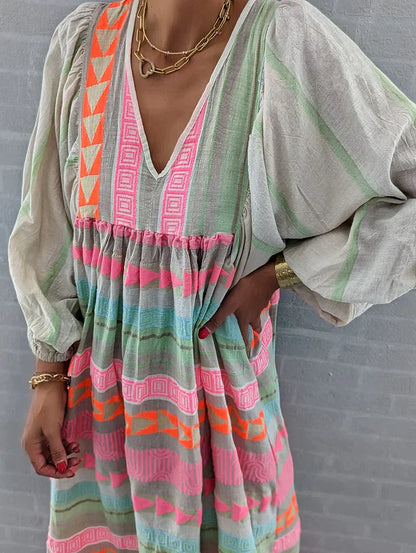 Herbstliches Maxikleid mit Farbverlauf – Solenne