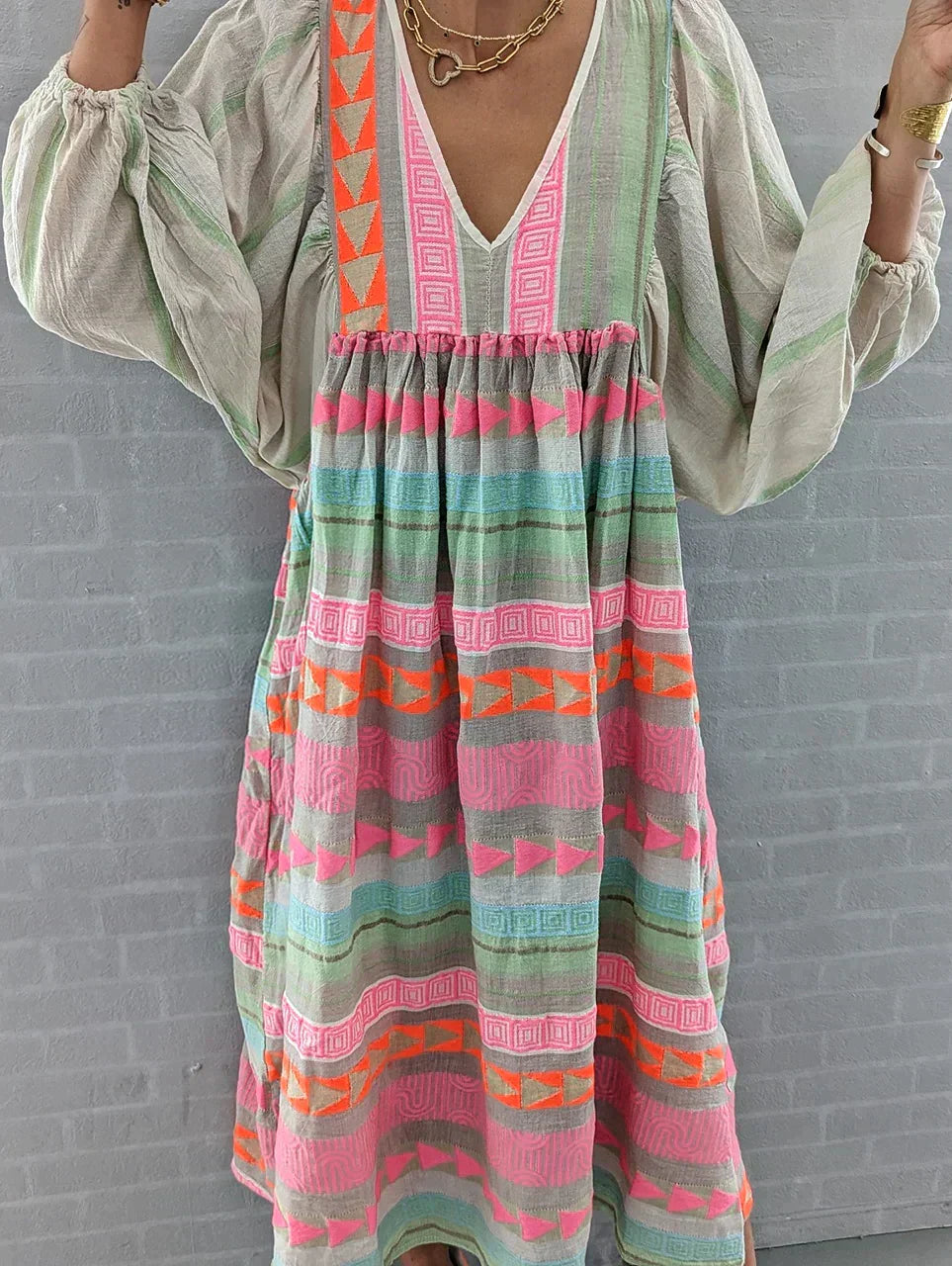 Herbstliches Maxikleid mit Farbverlauf – Solenne