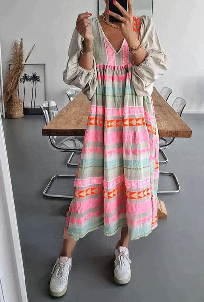 Herbstliches Maxikleid mit Farbverlauf – Solenne