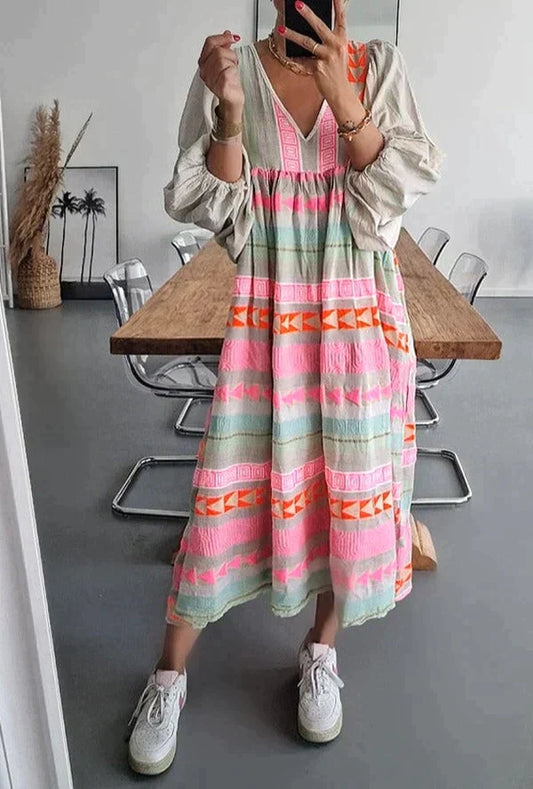 Herbstliches Maxikleid mit Farbverlauf – Solenne