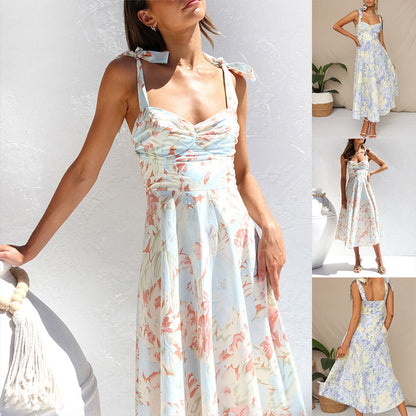 Blumen Midi-Kleid aus leichtem Stoff – Alina