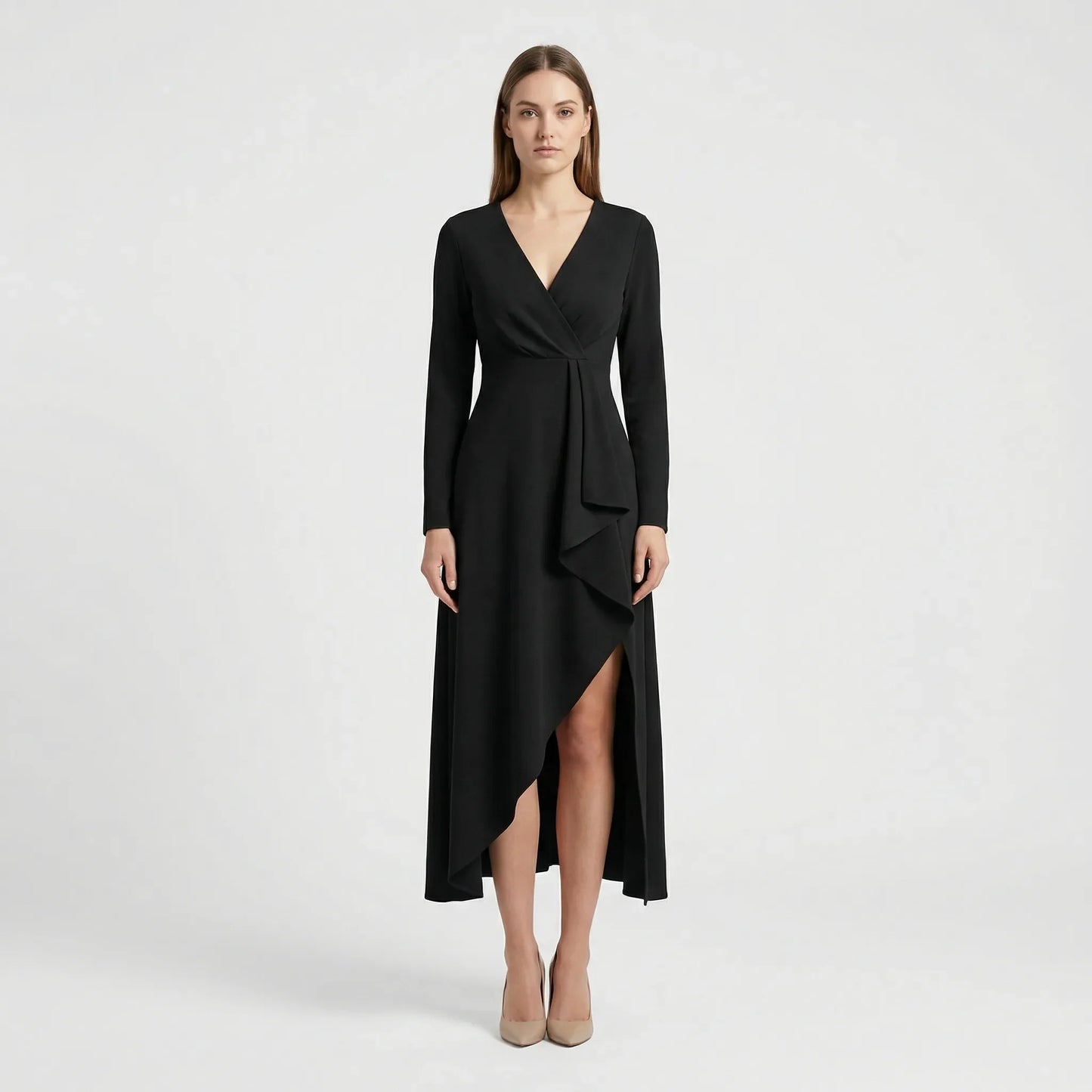 Asymmetrisches V Ausschnitt Kleid - Soraya