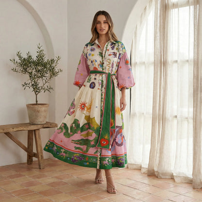 Ausgestelltes Midi-Kleid Mit Grafischem Allover-Print - Natasha