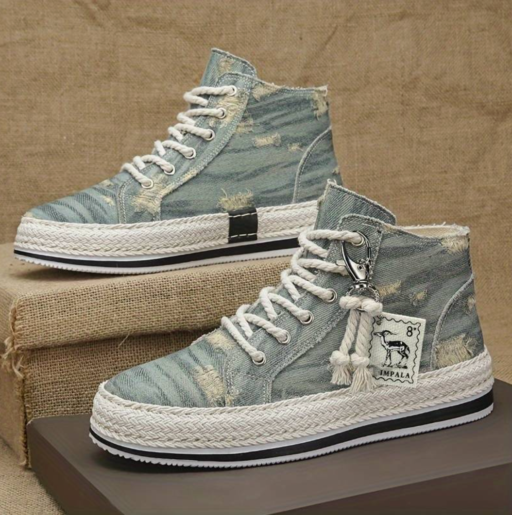 Herren High-Top Denim Sneaker mit Gripsohle & Knöchelstütze – Jarek