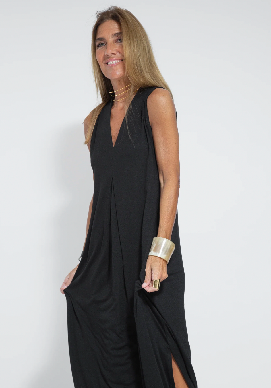 Zweiteiliges Herbstliches Schlankmachendes Kleid mit Weste – Loreen