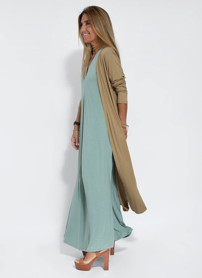 Herbstliches figurbetontes Kleid mit Weste – Valentina