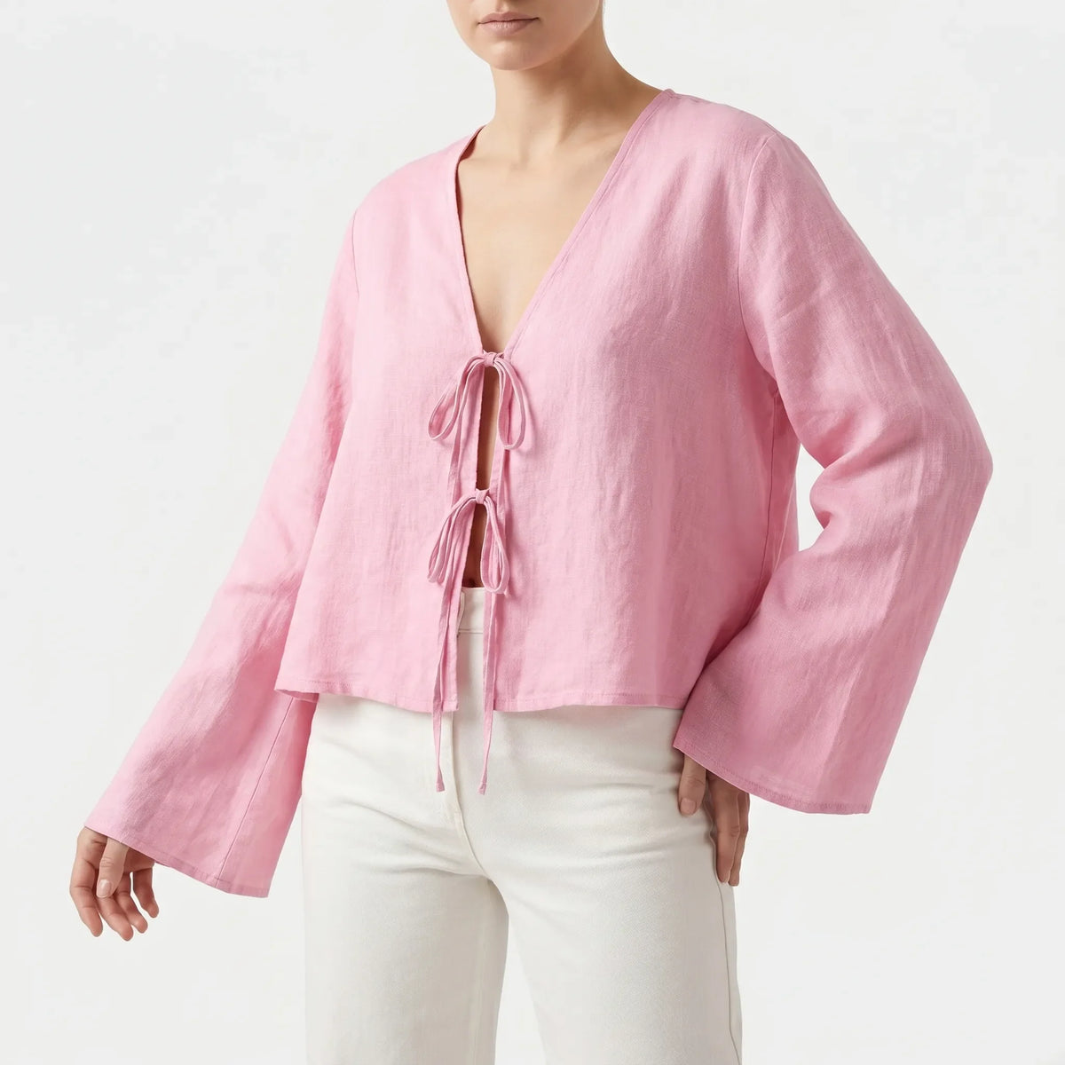 Bluse zum Binden - Rosa
