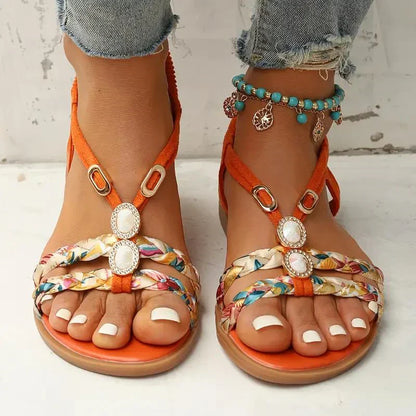 Boho-Perlen Slip-On Sommersandalen – Amira