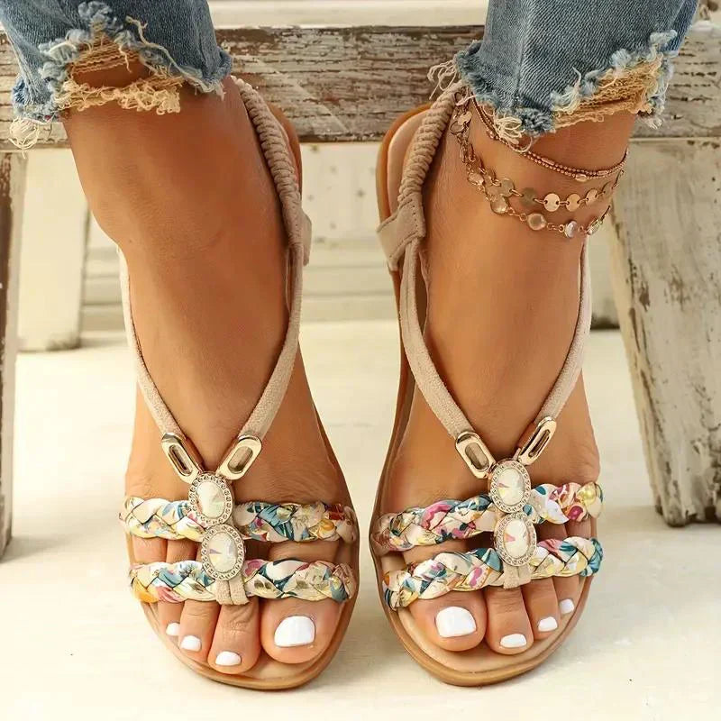 Boho-Perlen Slip-On Sommersandalen – Amira