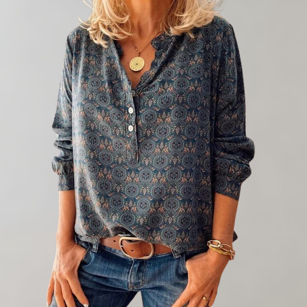 Damen Vintage Bluse aus Polyester – Selina