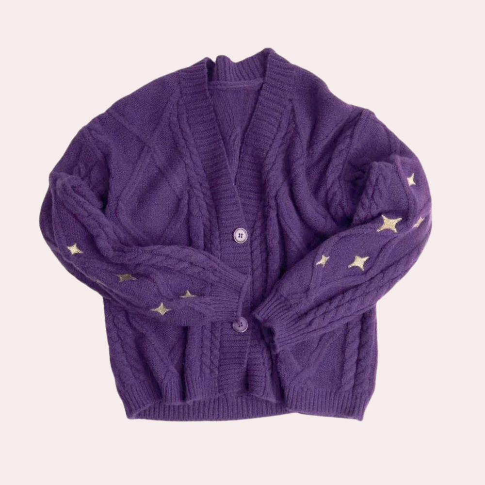 Strickjacke für Damen mit Erdbeer-Details – Poppy