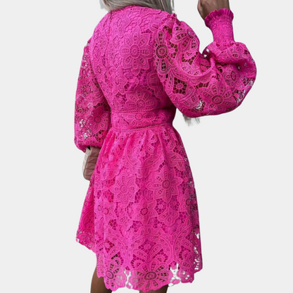 Herbstliches Kanten Midi-Kleid mit Blumenmuster – Eliane