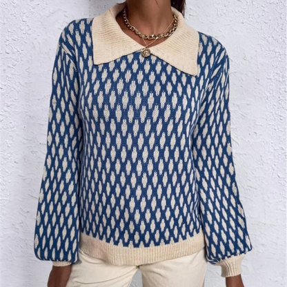 Strickpullover für Damen mit Kragen – Solveig