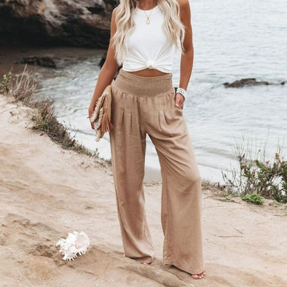 Luftige Damen Leinenhose mit weitem Bein – Liv