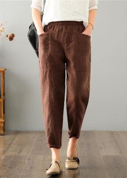 Damen Herbsthose aus Leinen-Baumwollmix mit elastischem Bund – Clara