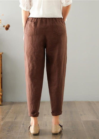 Damen Herbsthose aus Leinen-Baumwollmix mit elastischem Bund – Clara